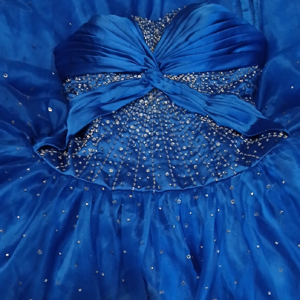 Vibrant Blue Formal Dress Corset Back